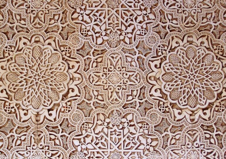 Fragment zdobień w Alhambrze Grenada Hiszpania