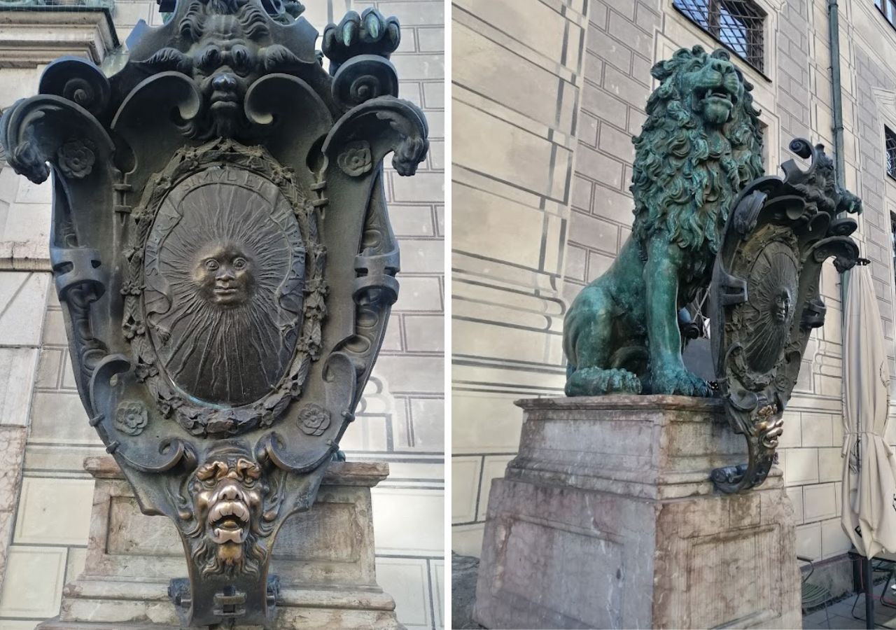 Szczęśliwe lwy w Monachium przez Rezydencją