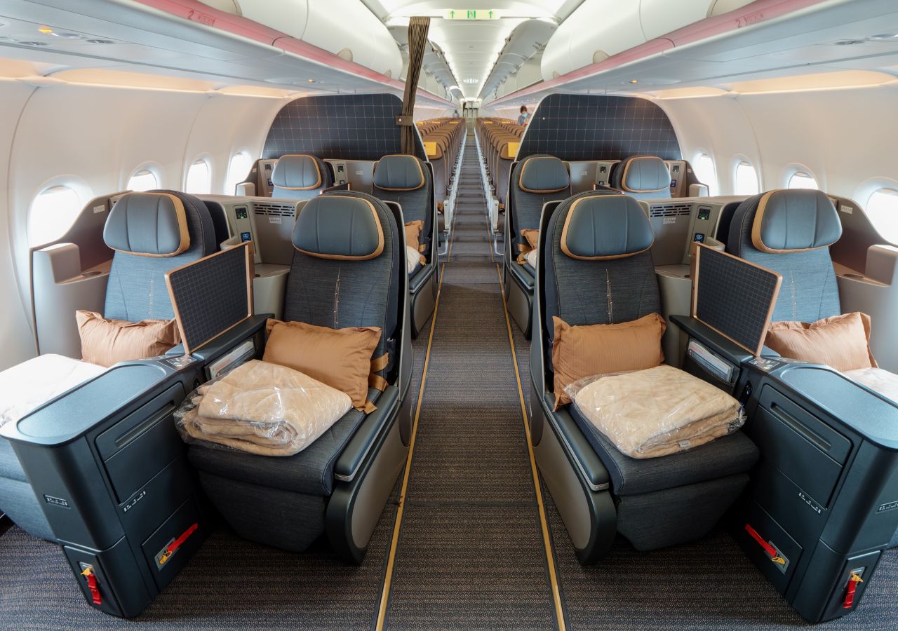 W samolocie w klasie biznes