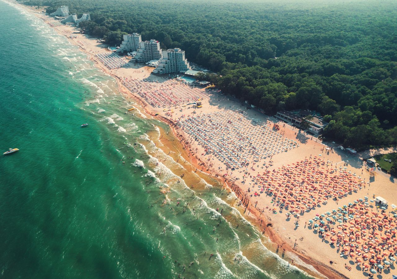 Plaża Albena w Bułgarii z lotu ptaka