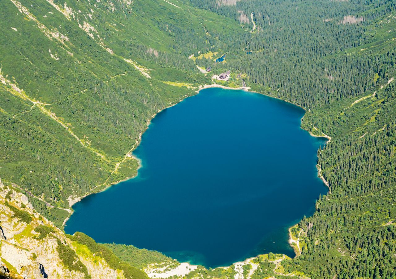 Morskie Oko z lotu ptaka - Tatry, Polska