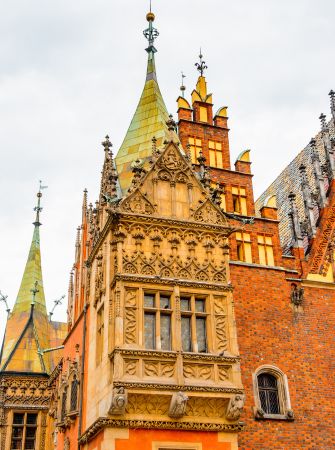 Gotycka fasada Ratusza we Wrocławiu