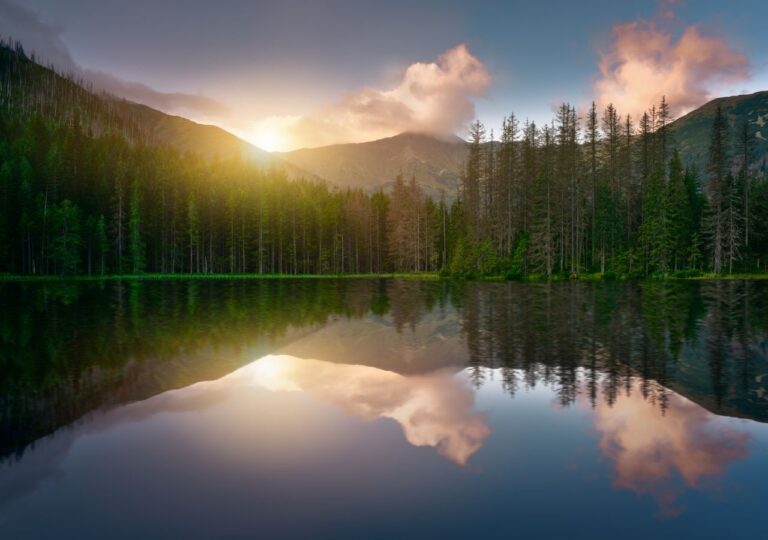 Poranek nad Smreczyńskim Stawem - Dolina Kościeliska, Tatry, Polska