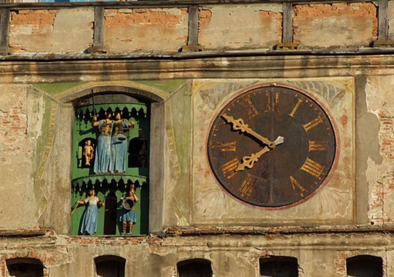 Mechanizm zegarowy na więzy zagarowej w Sighisoara, Rumunia