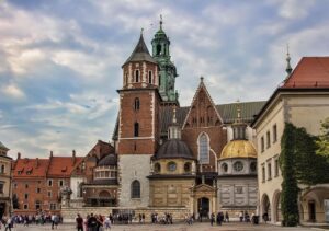 Zamek Królewski na Wawelu. Widok na Katedrę i Kaplicę Zygmuntowską